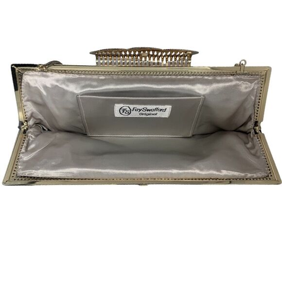 Vintage Fay Swafford Black Mesh Purse Gold Tone Formal Evening Party Handbag - Picture 2 of 14